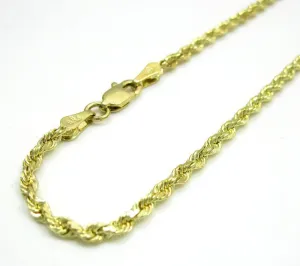 10K Yellow Gold 2MM Rope Chain Wrist Bracelet 7 to 8 Inches