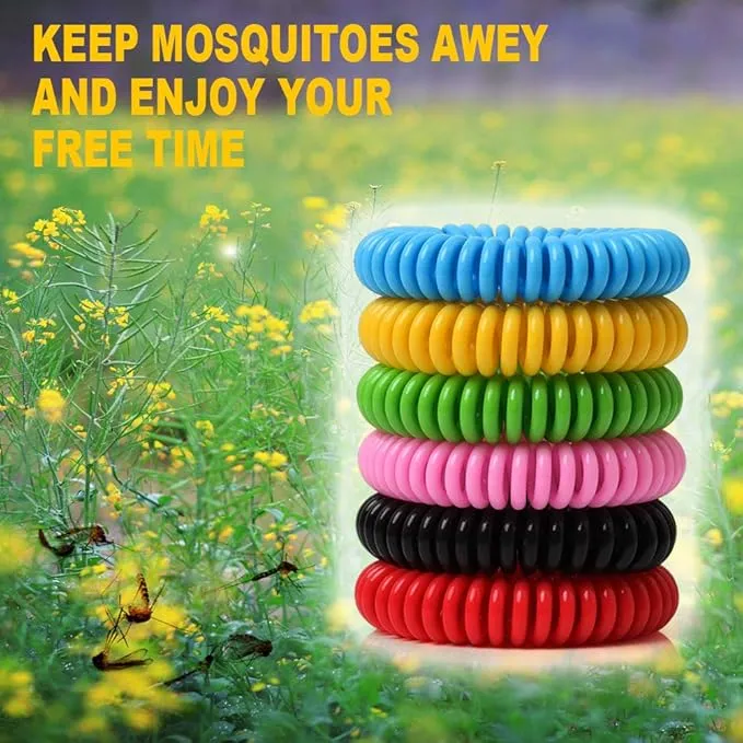12 Pack Mosquito Bracelets, Mosquito Bands for Adults and Kids with Individually Wrapped & DEET Free, Natural and Waterproof Wristbands Citronella Bracelets for Camping Hiking