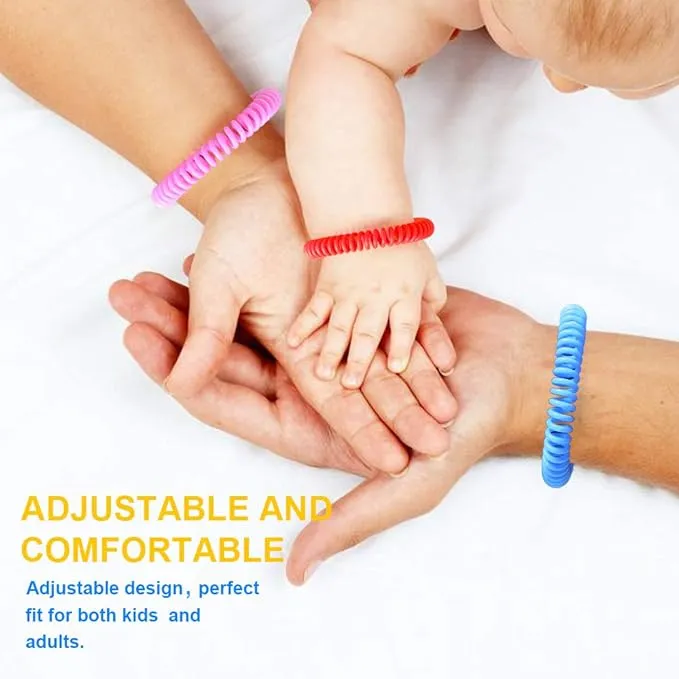 12 Pack Mosquito Bracelets, Mosquito Bands for Adults and Kids with Individually Wrapped & DEET Free, Natural and Waterproof Wristbands Citronella Bracelets for Camping Hiking