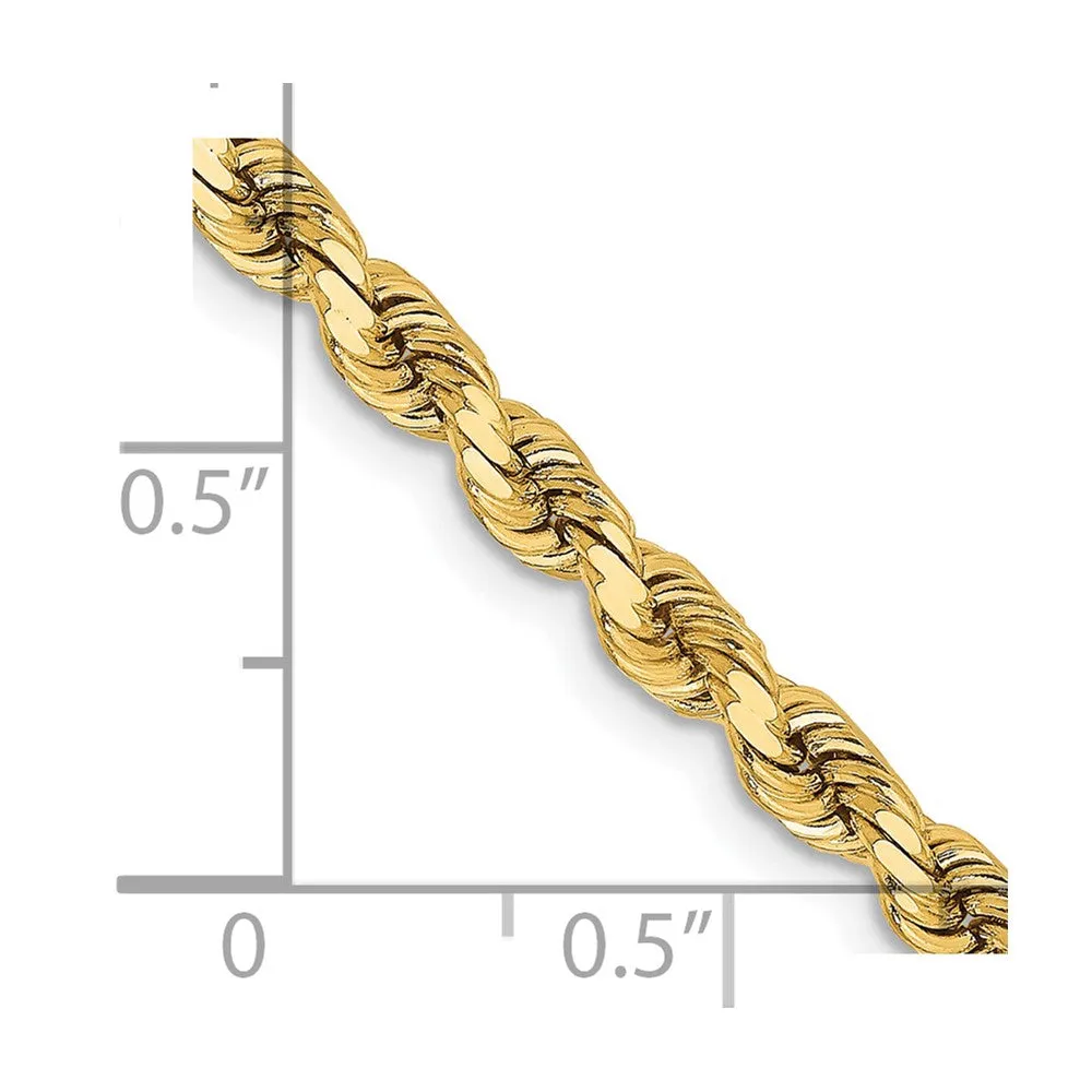 14K 3.75mm D/C Rope with Lobster Clasp Chain