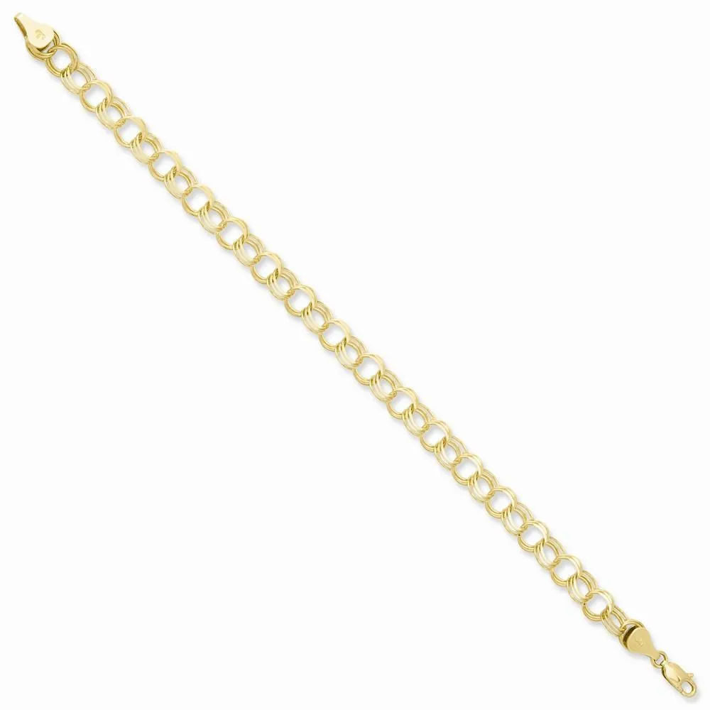 14k Gold Triple Link Charm Bracelet