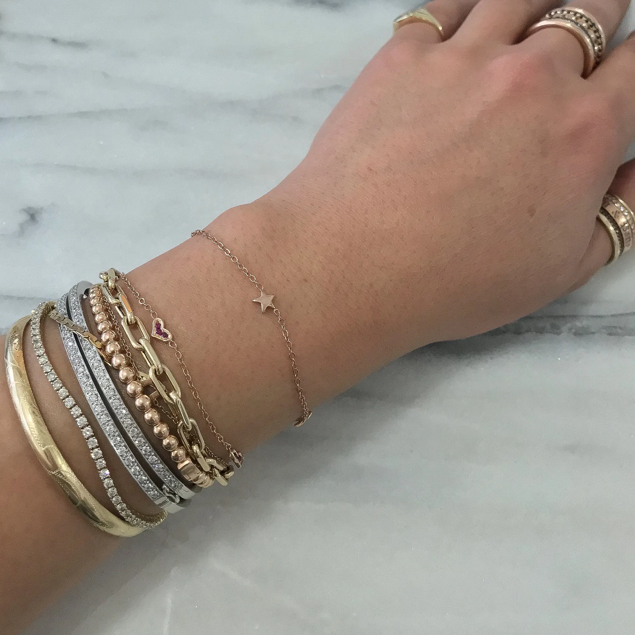 14K Gold Triple Star Bracelet