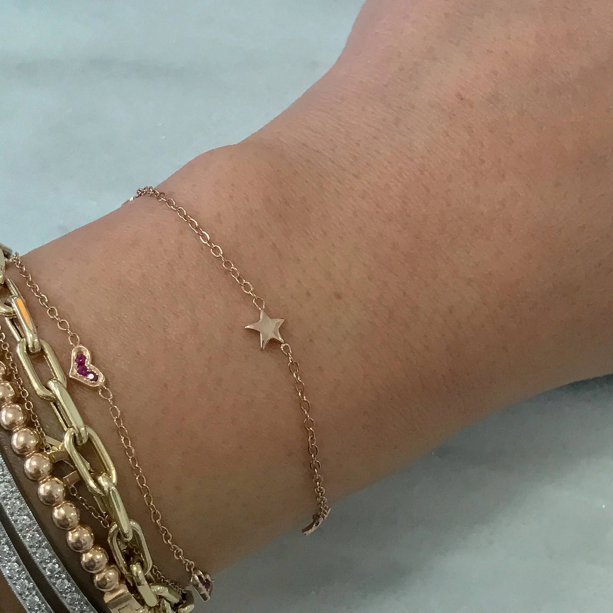 14K Gold Triple Star Bracelet