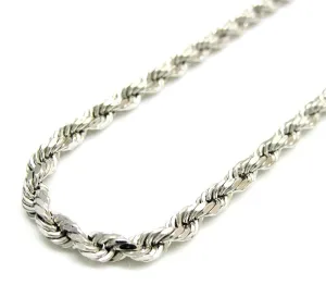 14K White Gold Men's 1.5MM Diamond Cut Rope Chain