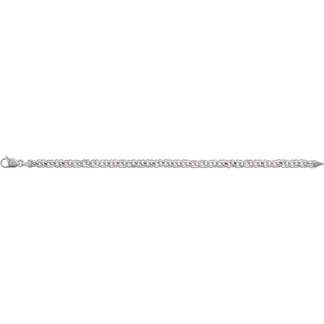 14K White Gold Solid Double Link Charm Bracelet