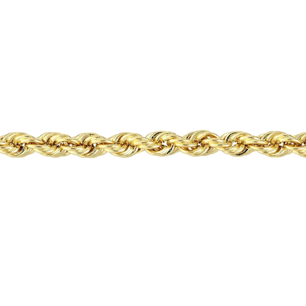 14K Yellow Gold 2.9mm Hollow Rope Chain Bracelet