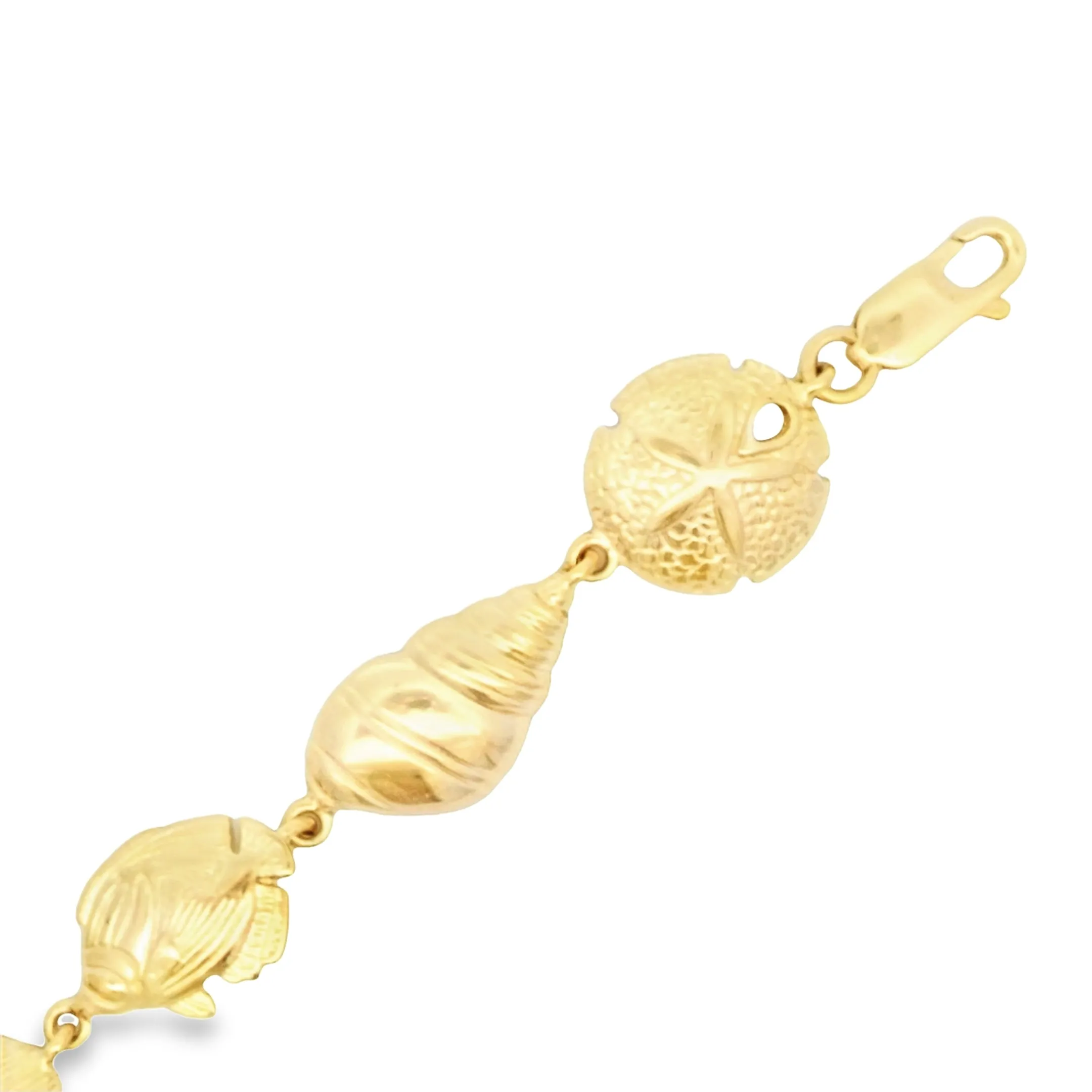 14k Yellow Gold Nautical Sea Life Bracelet 7"