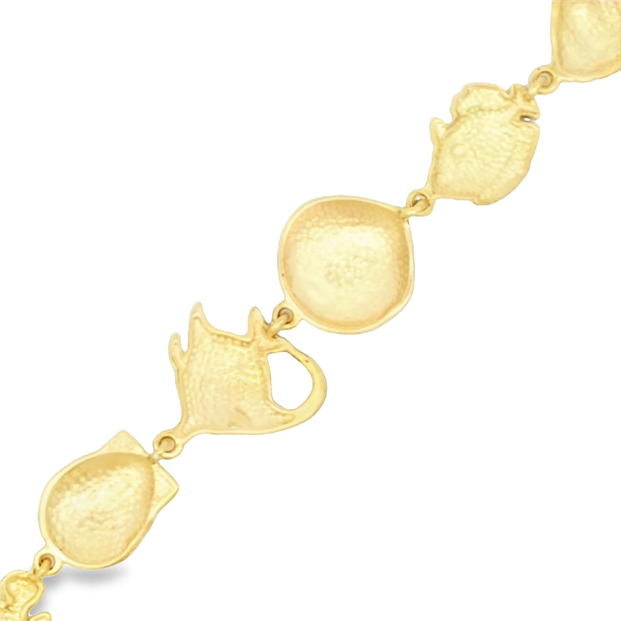 14k Yellow Gold Nautical Sea Life Bracelet 7"