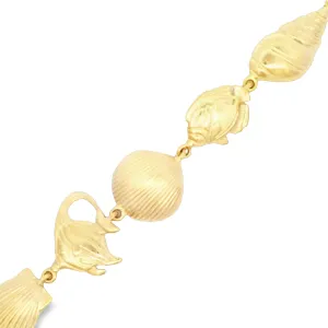 14k Yellow Gold Nautical Sea Life Bracelet 7"