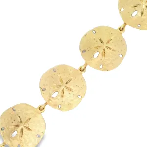 14k Yellow Gold Sand Dollar Bracelet 7"