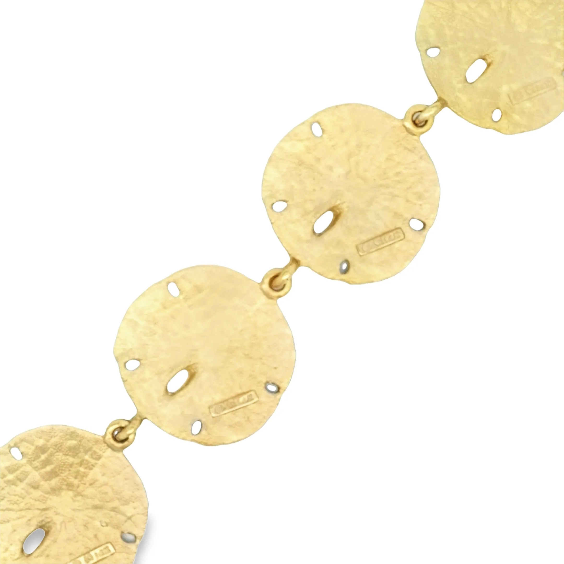14k Yellow Gold Sand Dollar Bracelet 7"