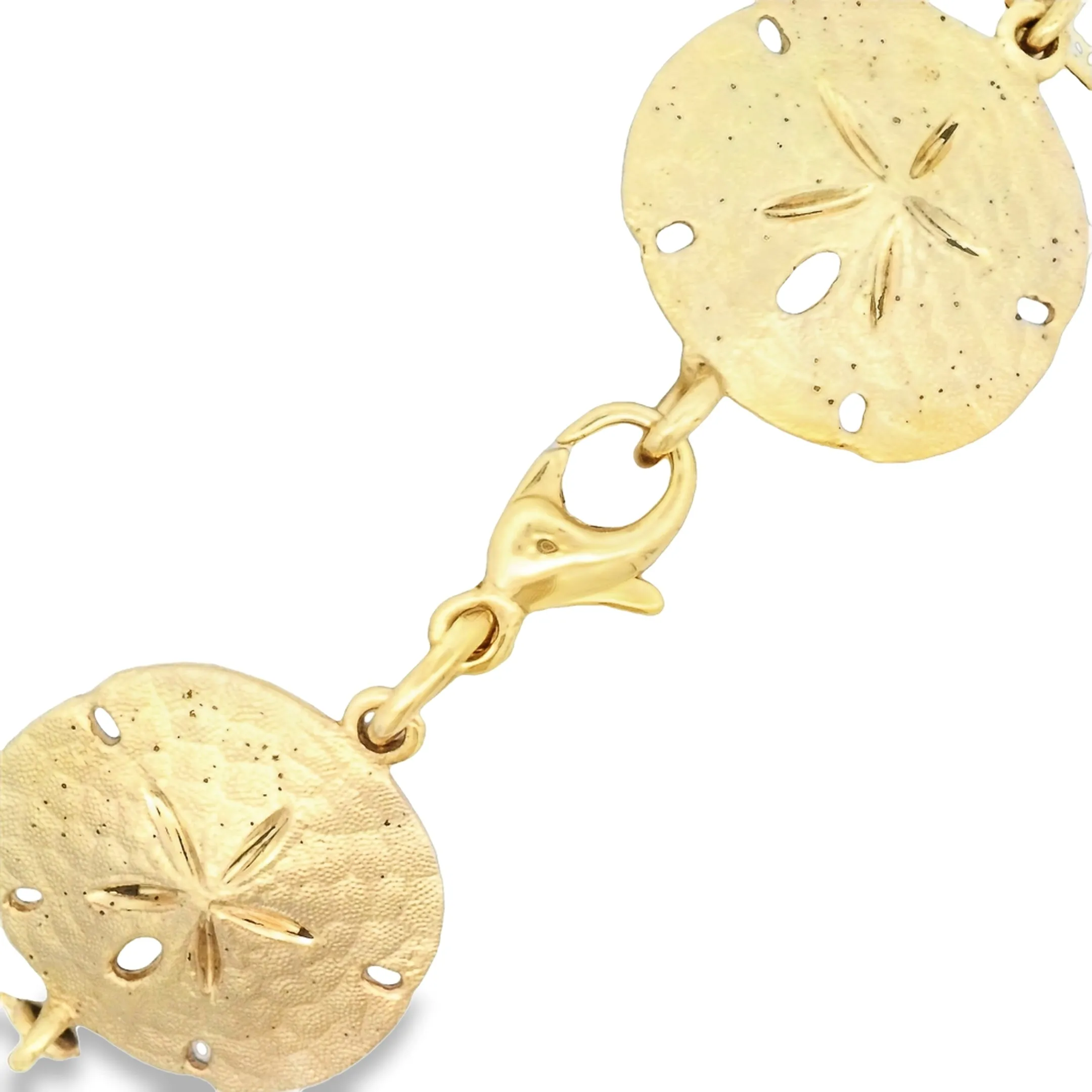 14k Yellow Gold Sand Dollar Bracelet 7"