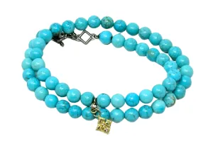 15" BLUE MAGNESITE BEADS DOUBLET WRAP BRACELET