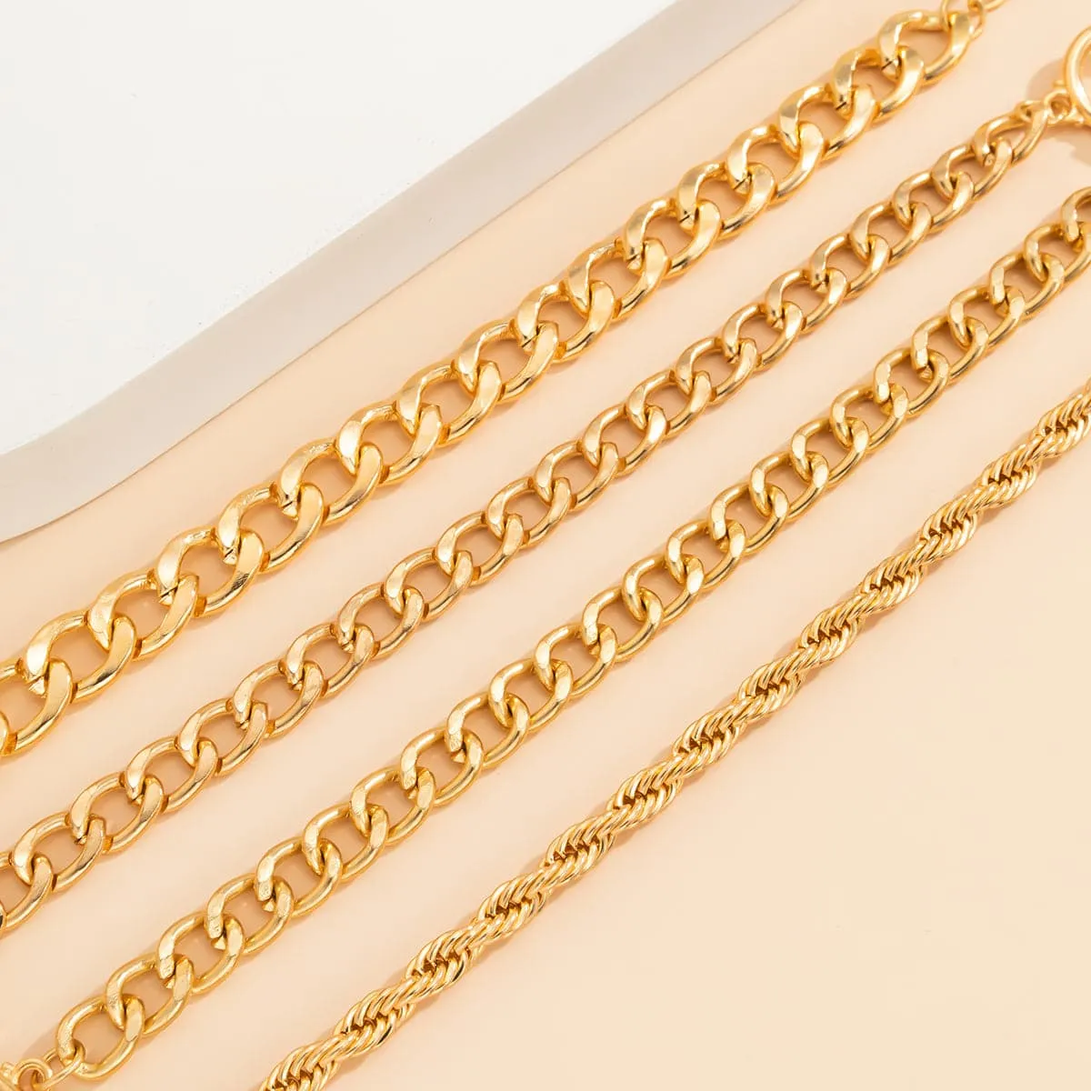 18K Gold-Plated Coin Toggle Chain Bracelet Set