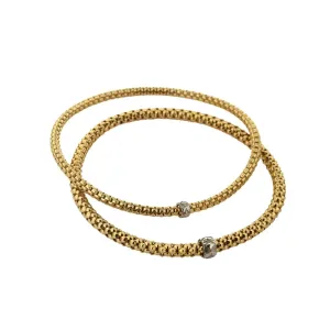 18k Solid Yellow Gold Elastic Popcorn Style Bracelet
