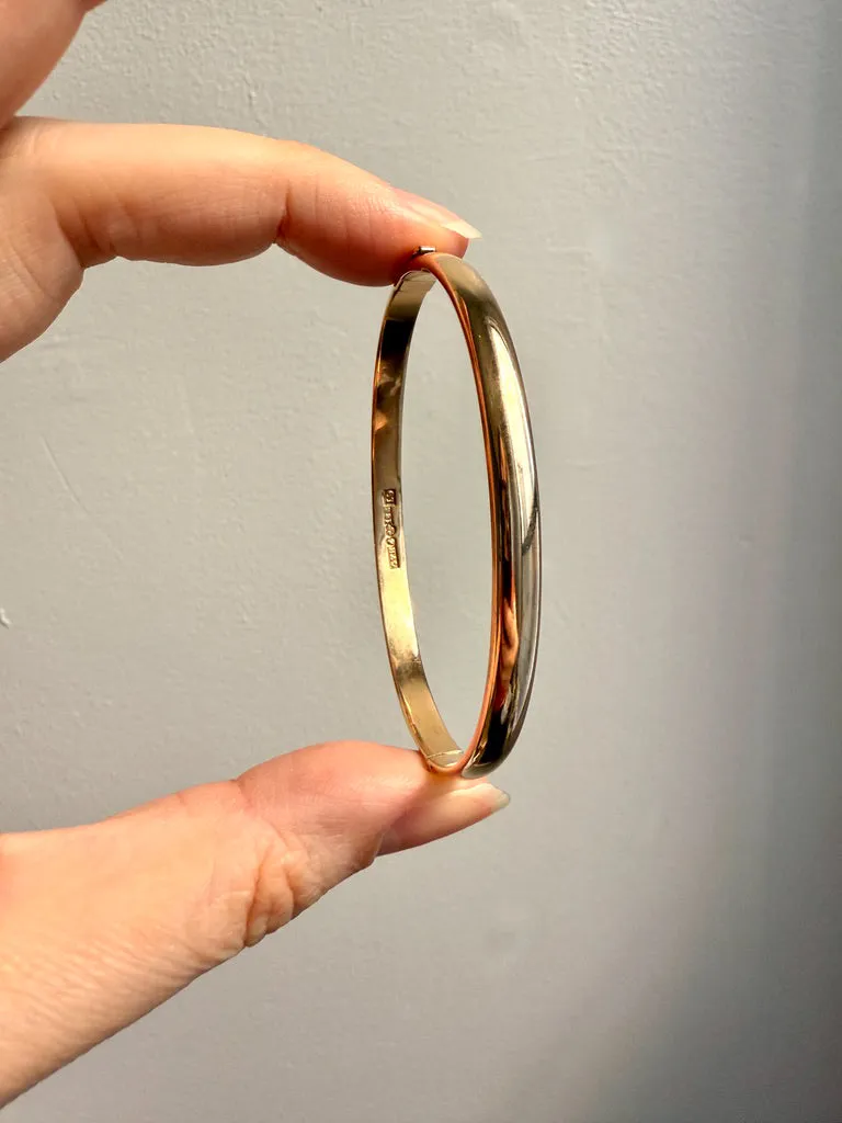 1961 Signed Swedish Vintage SOLID 18k gold hinged bangle 25.1g - 7.25 inch oval interior