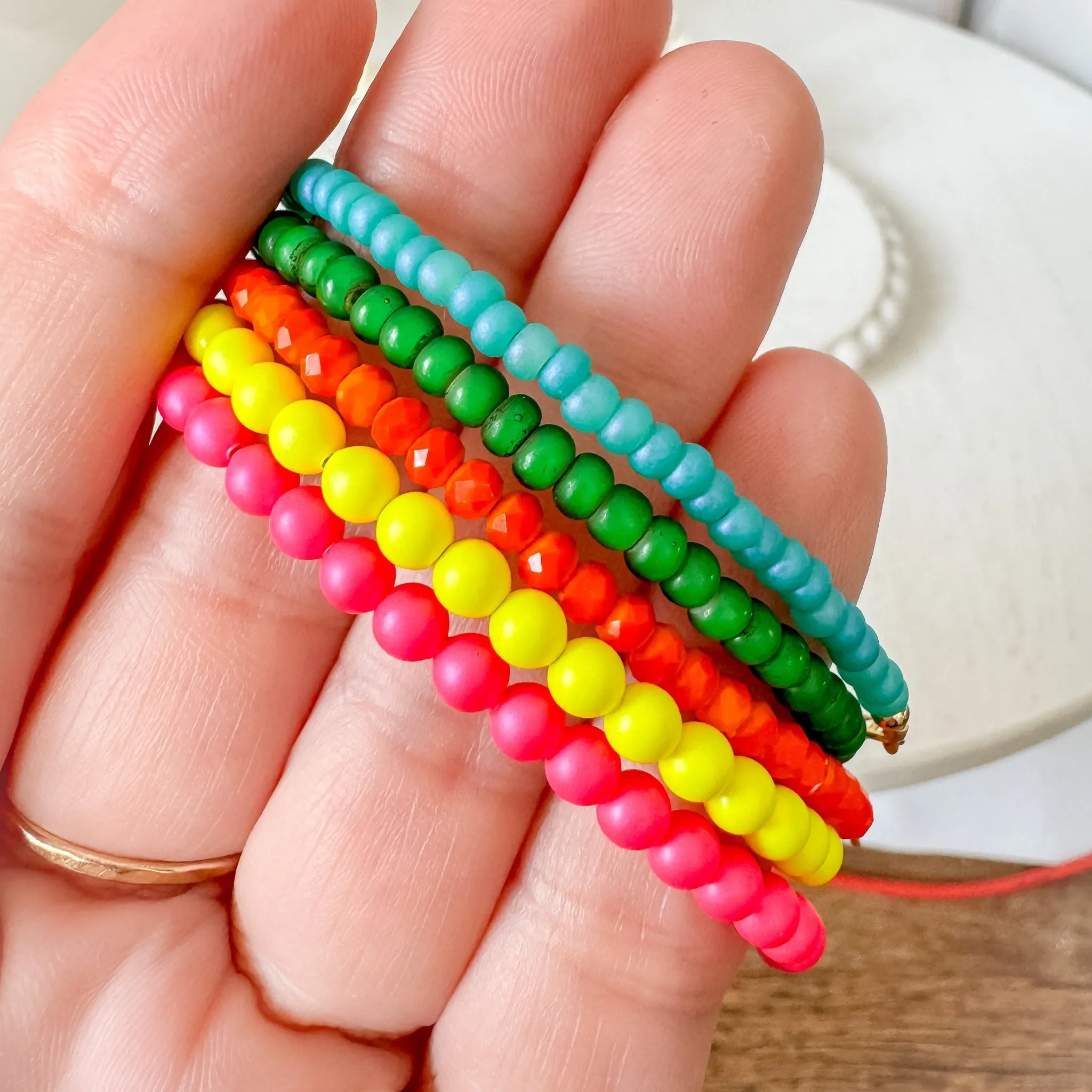 1990’s Party Color Collection Bead Bracelet Stacking Set - Set of 3 or Each