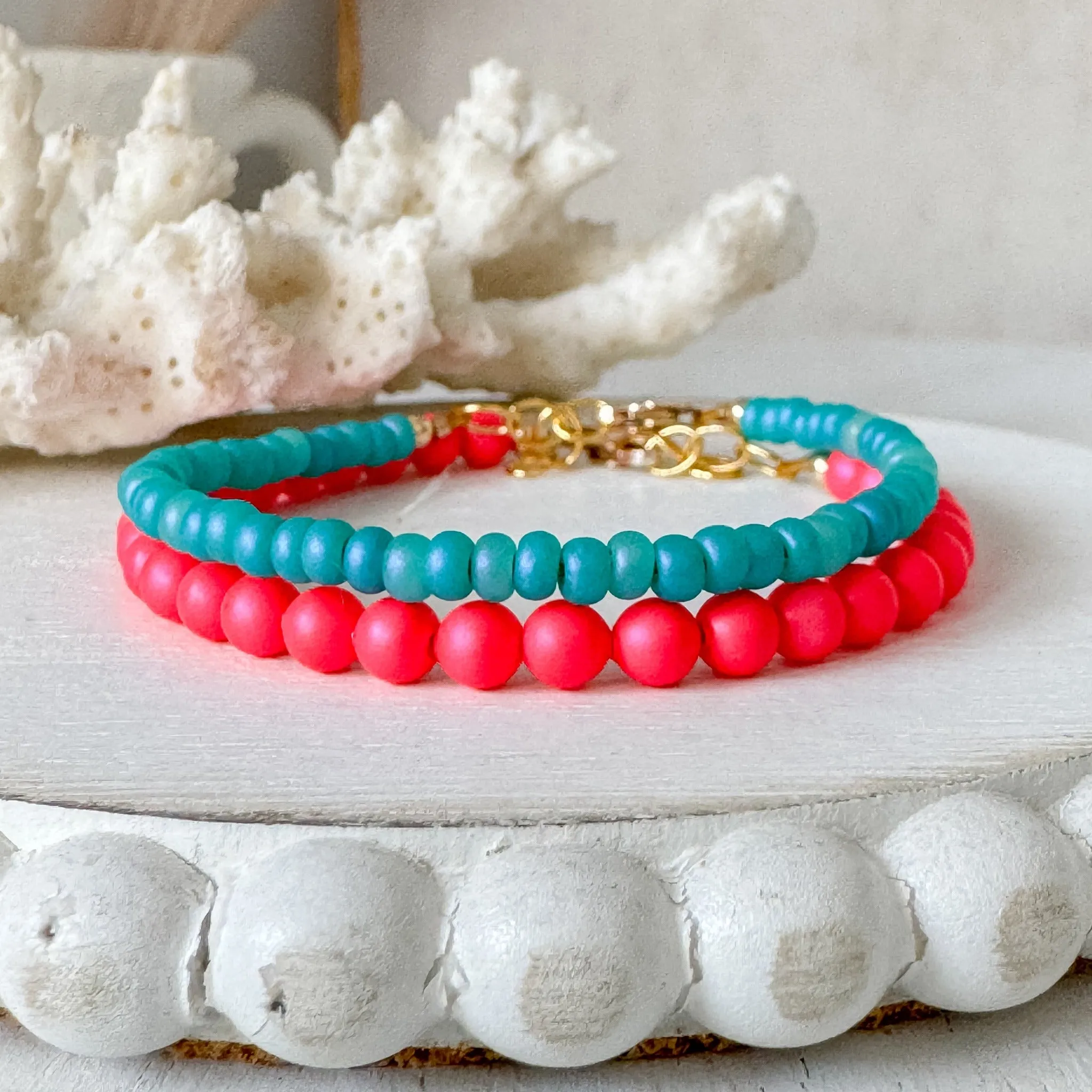 1990’s Party Color Collection Bead Bracelet Stacking Set - Set of 3 or Each