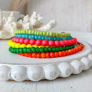 1990’s Party Color Collection Bead Bracelet Stacking Set - Set of 3 or Each