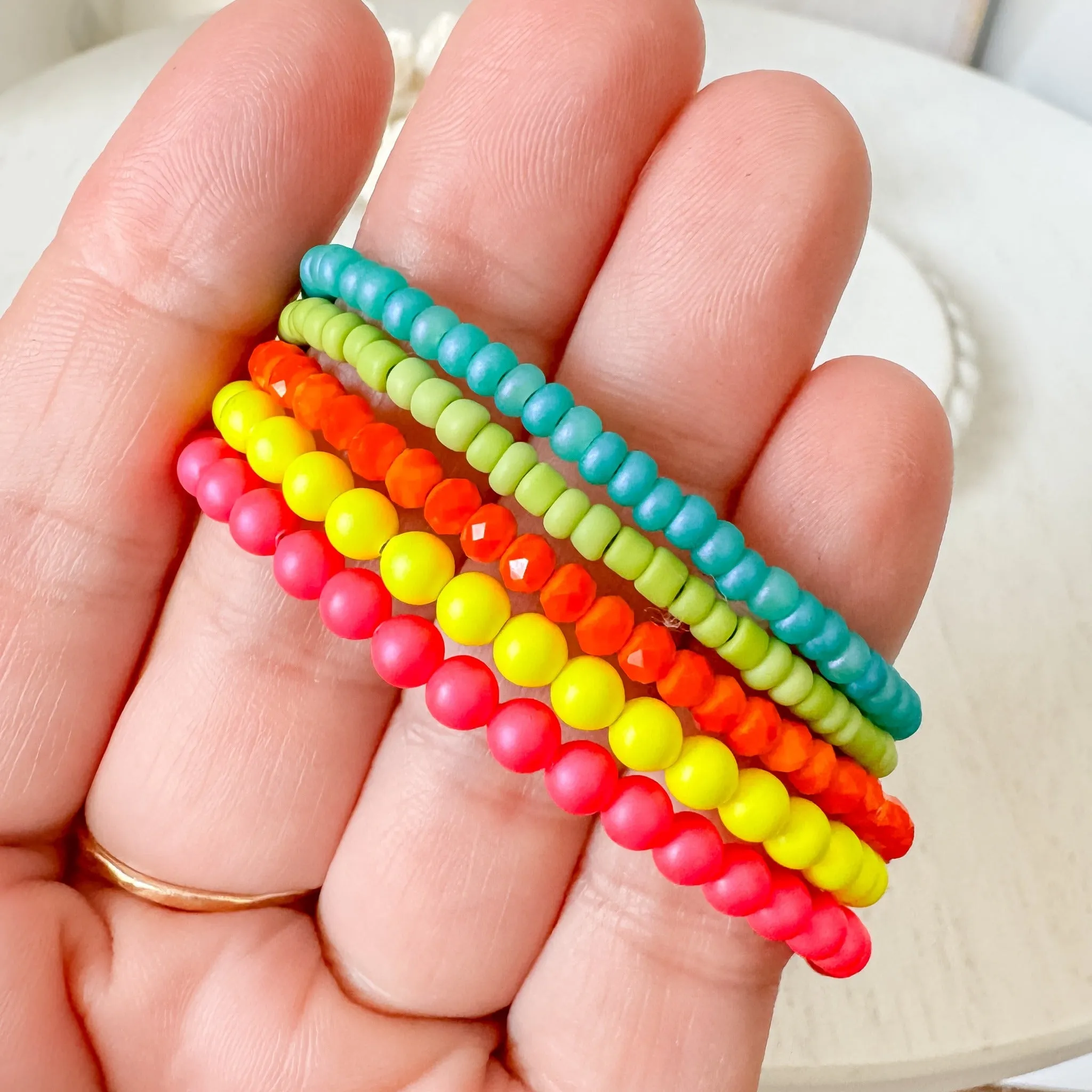 1990’s Party Color Collection Bead Bracelet Stacking Set - Set of 3 or Each
