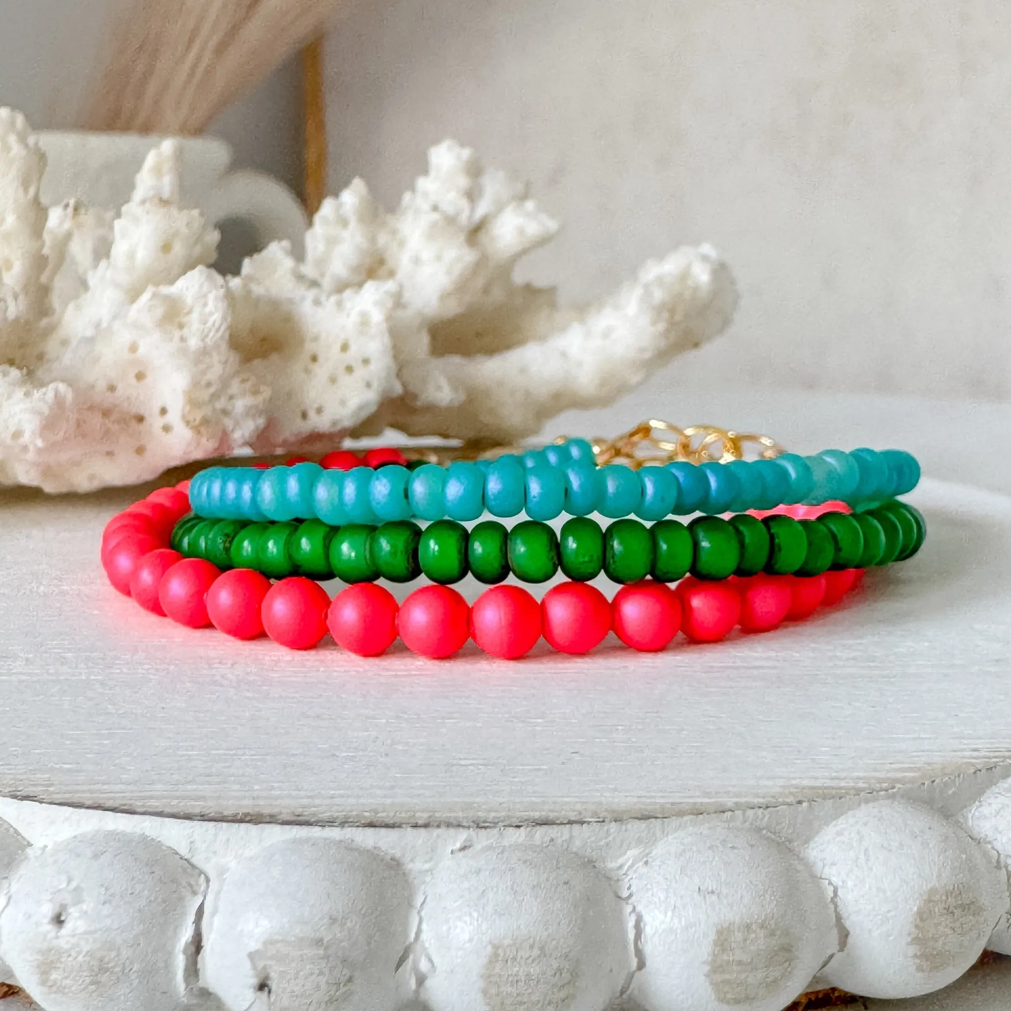 1990’s Party Color Collection Bead Bracelet Stacking Set - Set of 3 or Each