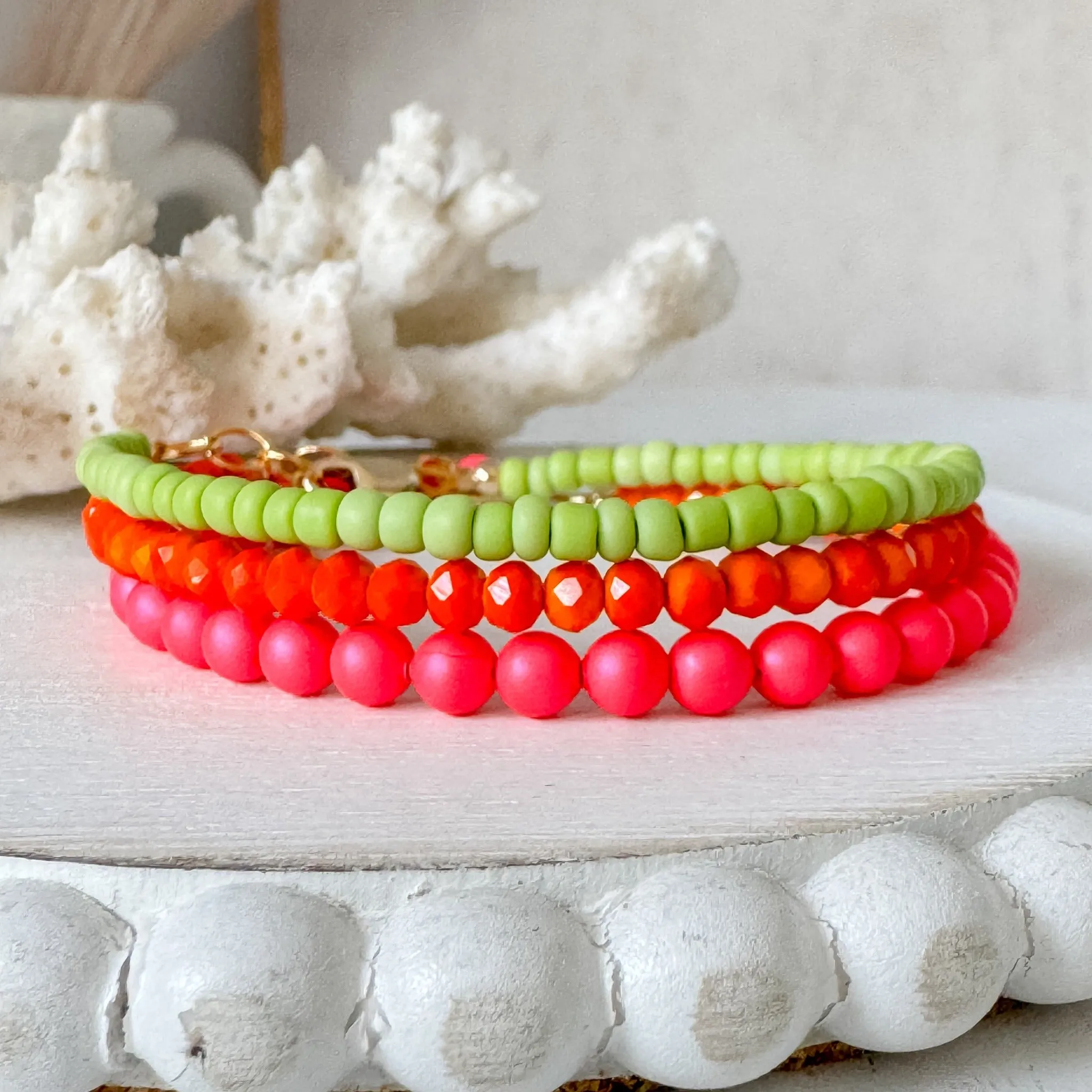 1990’s Party Color Collection Bead Bracelet Stacking Set - Set of 3 or Each