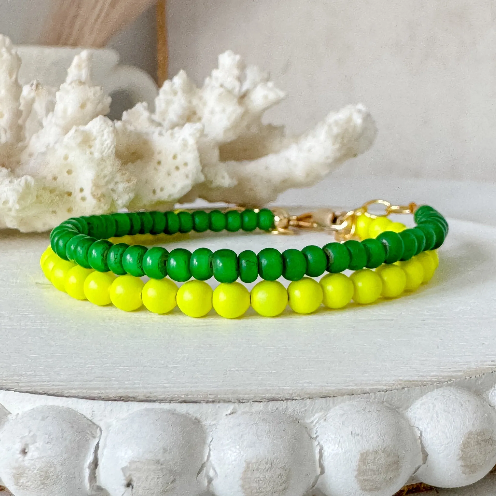 1990’s Party Color Collection Bead Bracelet Stacking Set - Set of 3 or Each