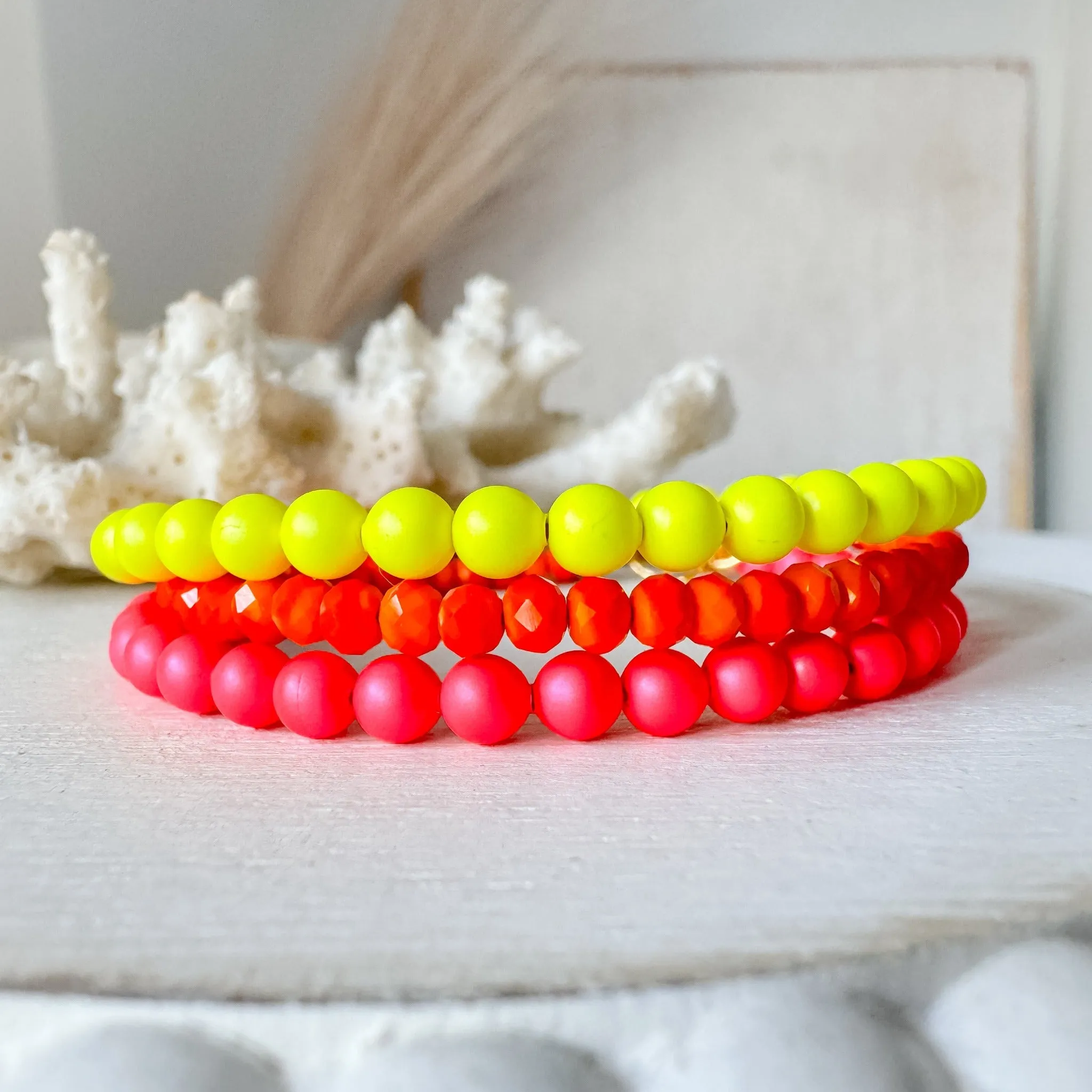 1990’s Party Color Collection Bead Bracelet Stacking Set - Set of 3 or Each