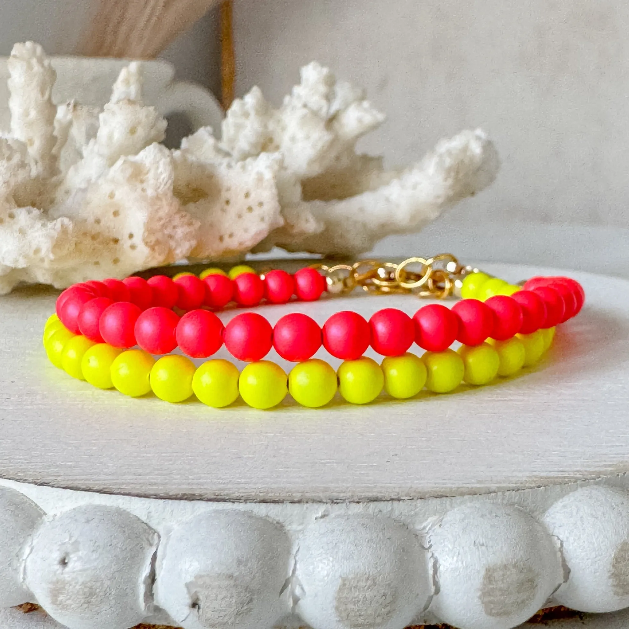 1990’s Party Color Collection Bead Bracelet Stacking Set - Set of 3 or Each