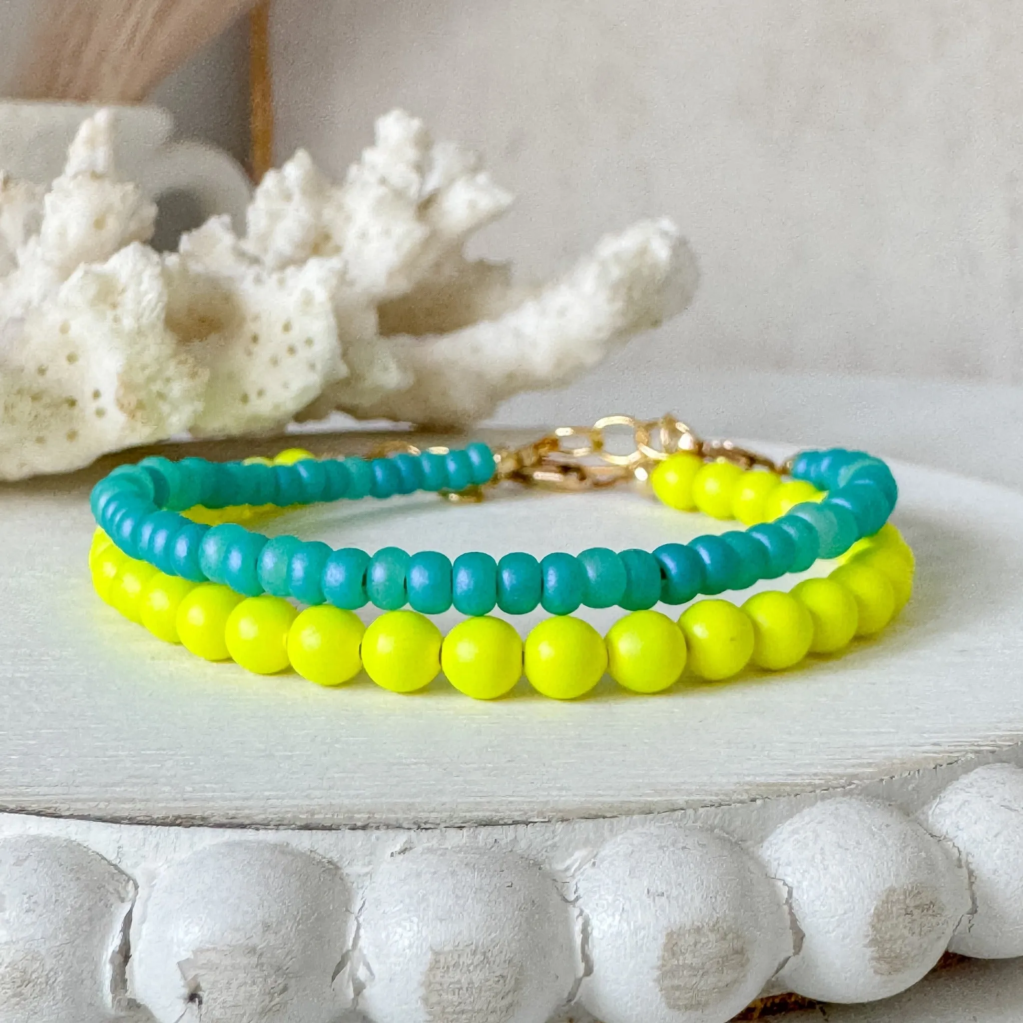 1990’s Party Color Collection Bead Bracelet Stacking Set - Set of 3 or Each