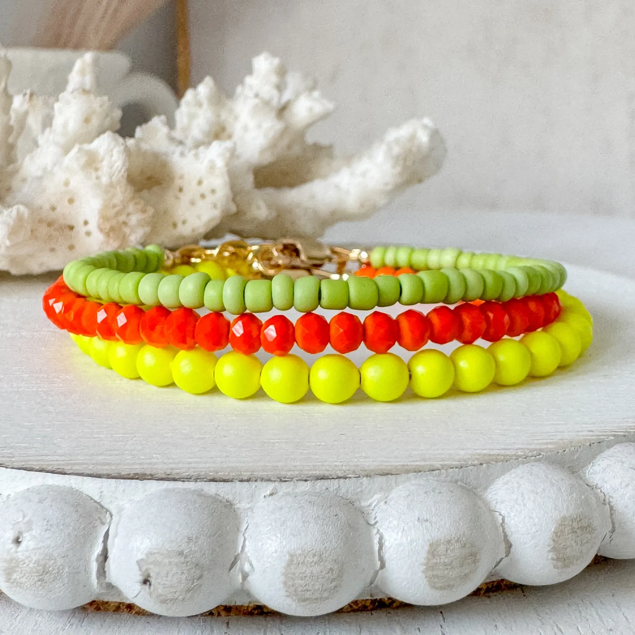 1990’s Party Color Collection Bead Bracelet Stacking Set - Set of 3 or Each