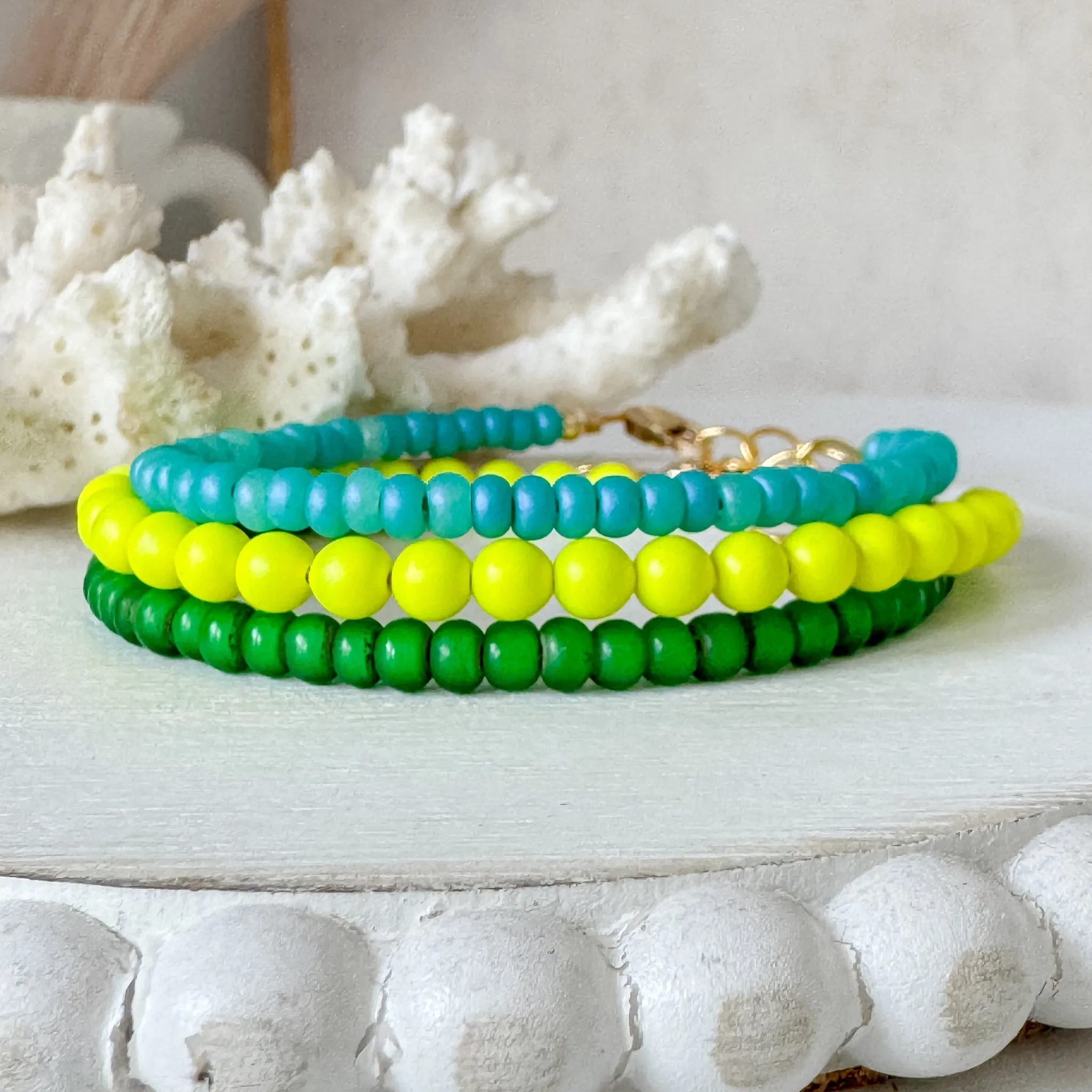 1990’s Party Color Collection Bead Bracelet Stacking Set - Set of 3 or Each
