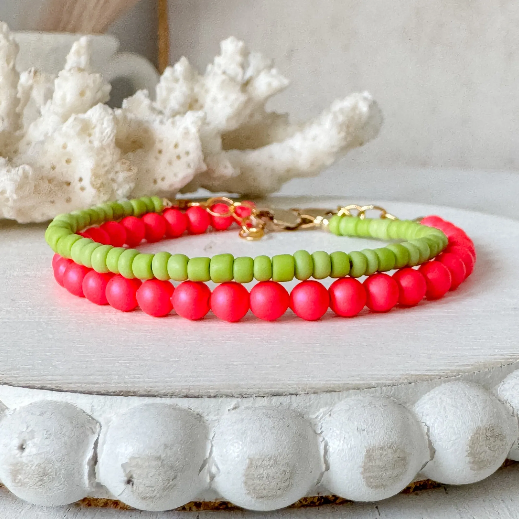 1990’s Party Color Collection Bead Bracelet Stacking Set - Set of 3 or Each
