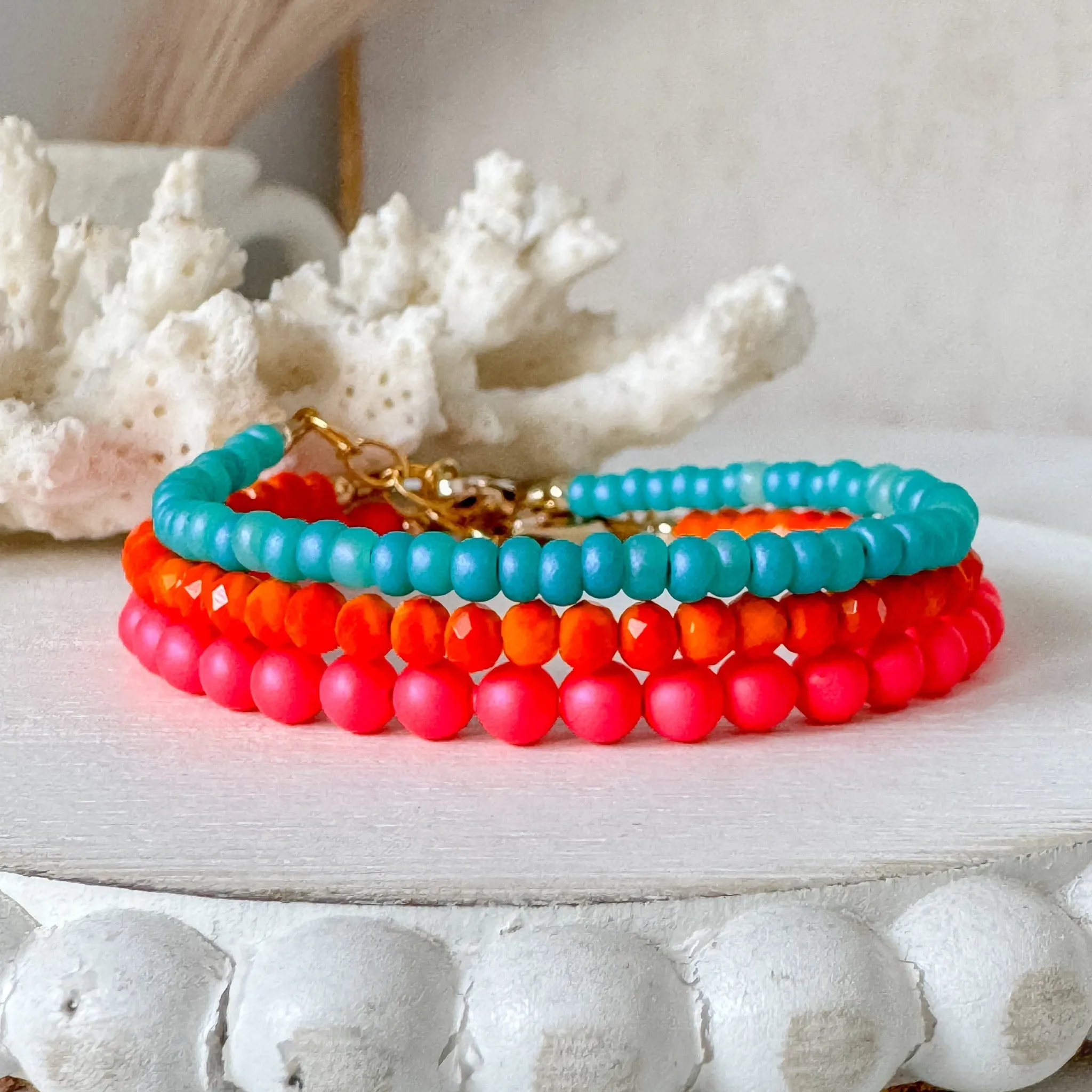 1990’s Party Color Collection Bead Bracelet Stacking Set - Set of 3 or Each