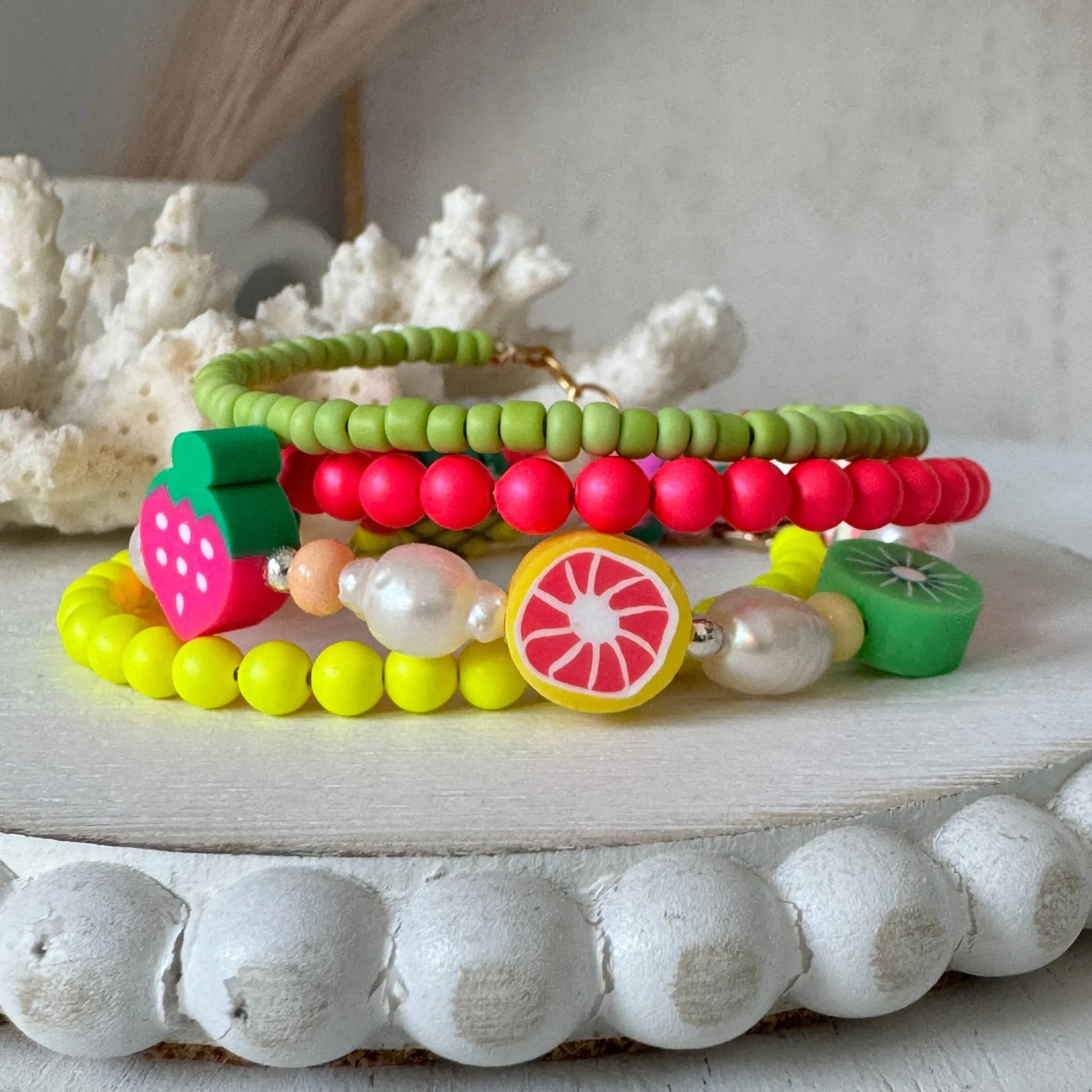1990’s Party Color Collection Bead Bracelet Stacking Set - Set of 3 or Each
