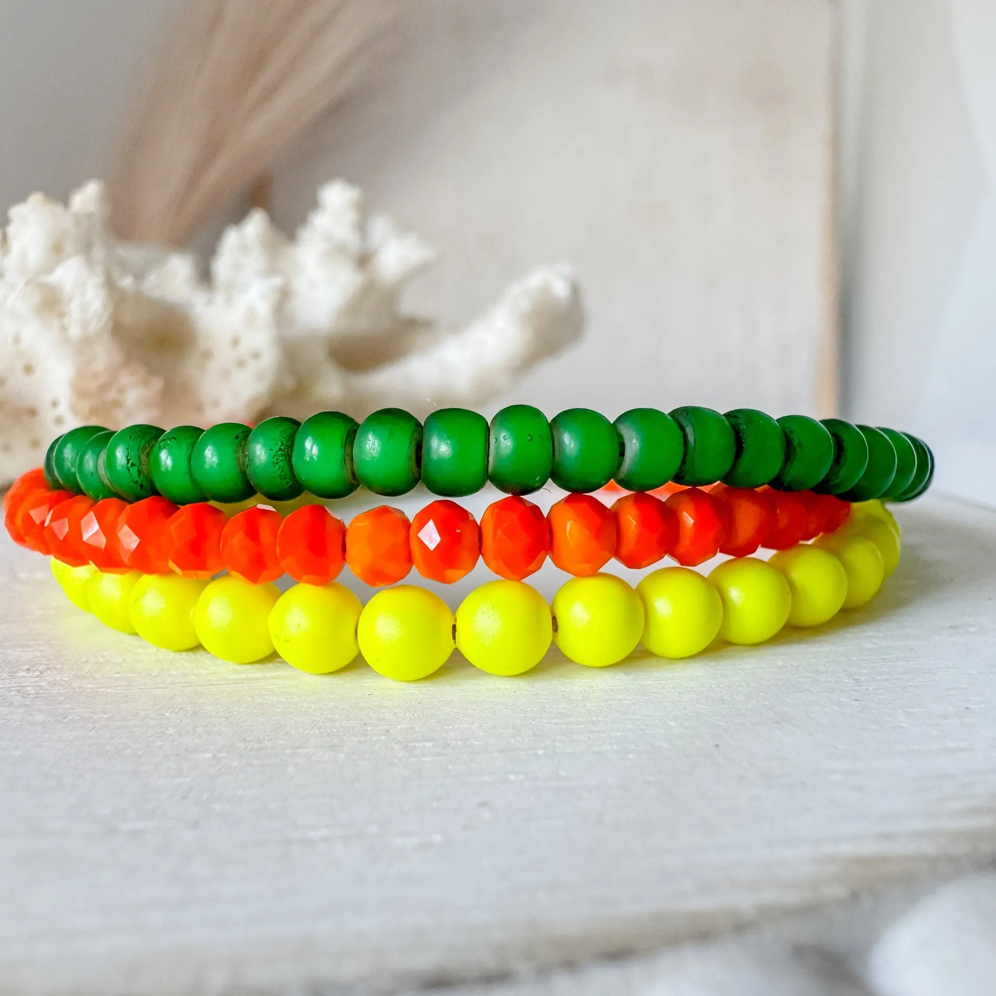 1990’s Party Color Collection Bead Bracelet Stacking Set - Set of 3 or Each