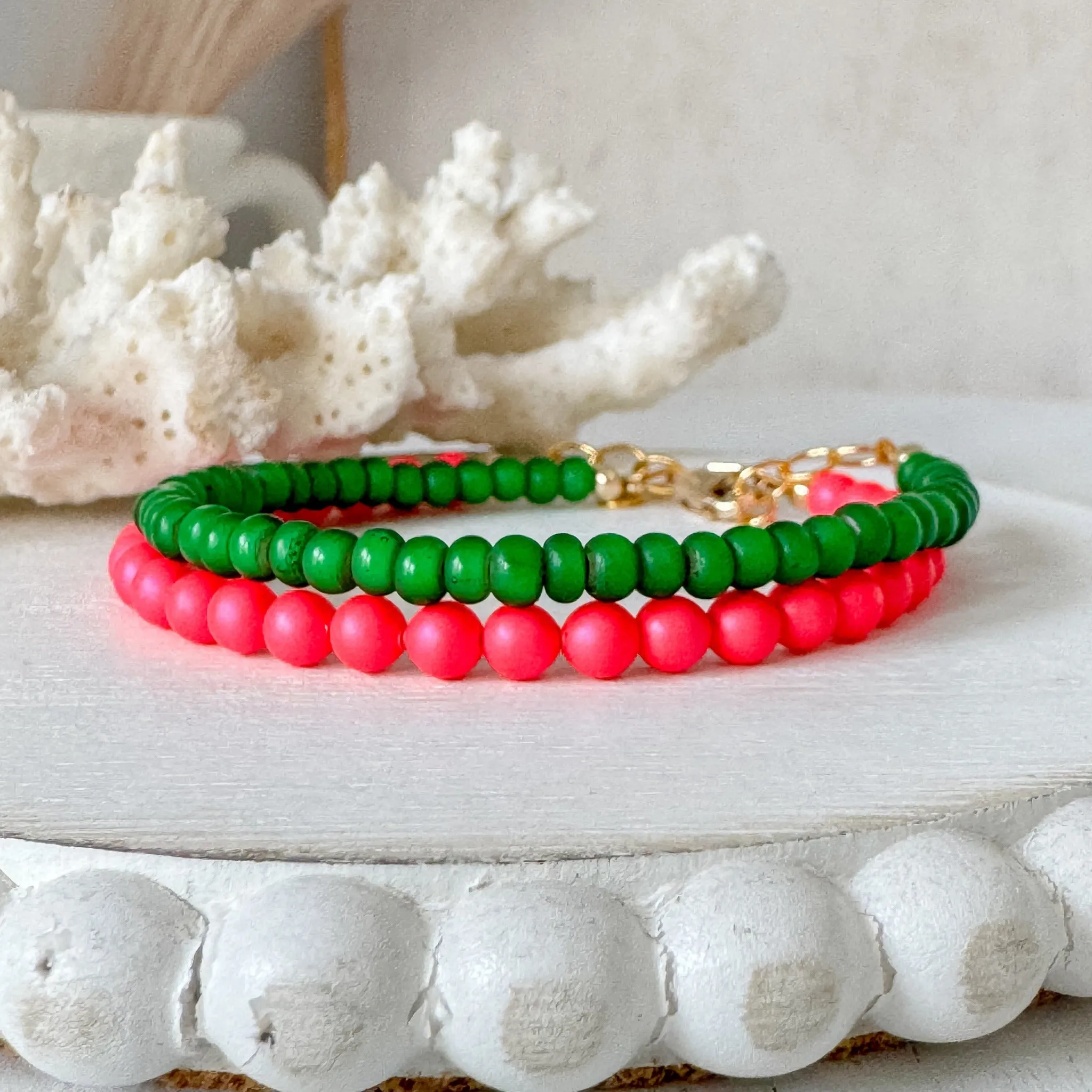 1990’s Party Color Collection Bead Bracelet Stacking Set - Set of 3 or Each
