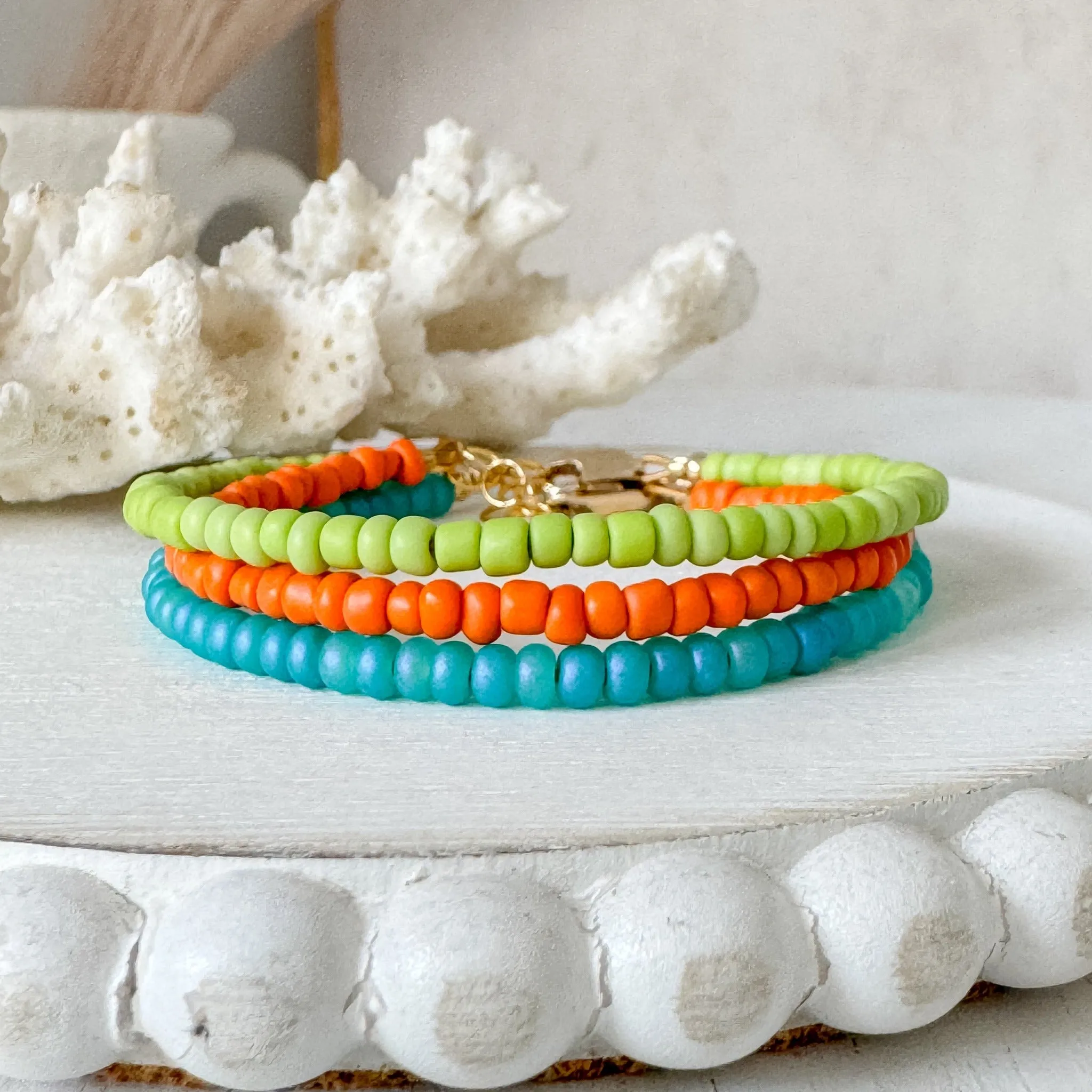 1990’s Party Color Collection Bead Bracelet Stacking Set - Set of 3 or Each