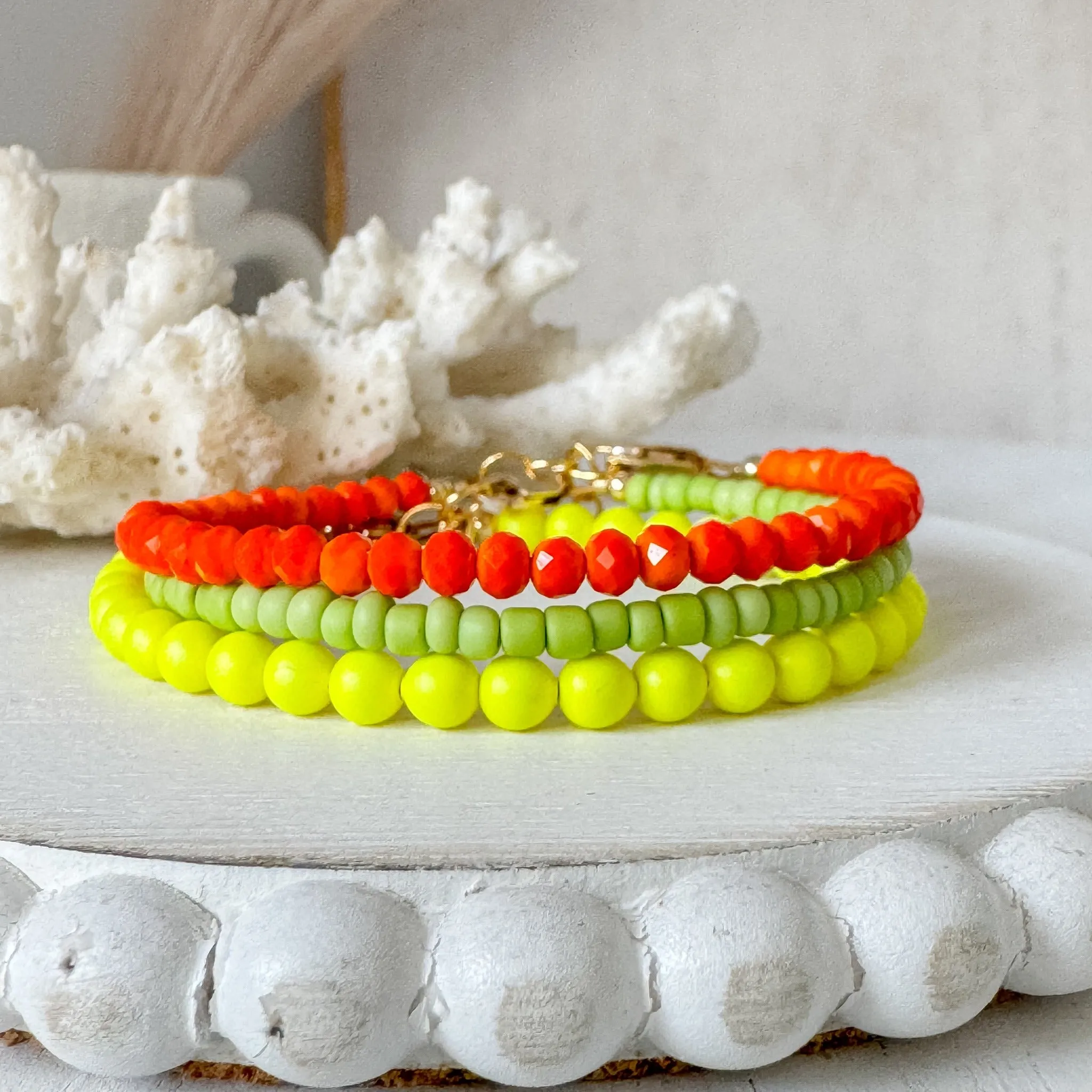 1990’s Party Color Collection Bead Bracelet Stacking Set - Set of 3 or Each