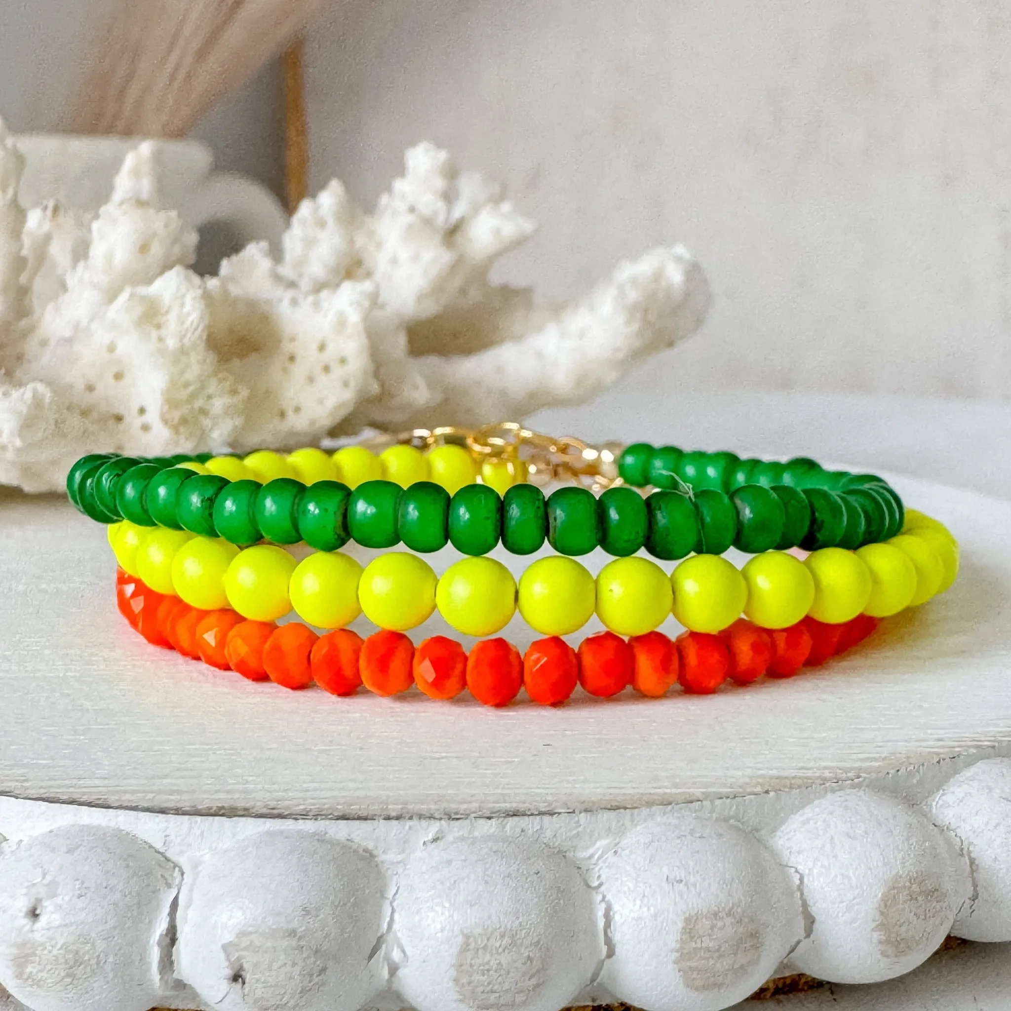 1990’s Party Color Collection Bead Bracelet Stacking Set - Set of 3 or Each