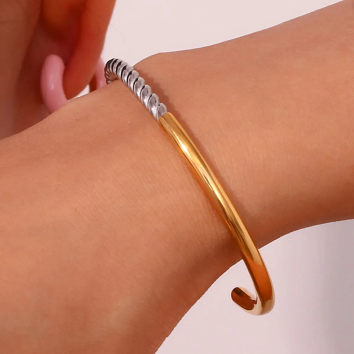 2-Tone Smooth Twist Cuff Bracelet