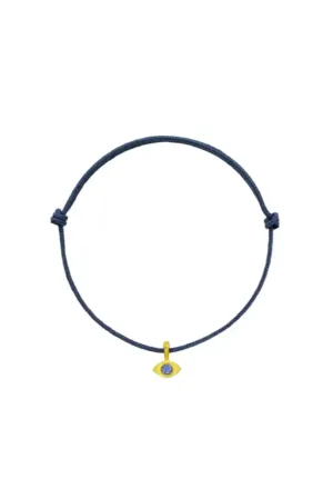 20K Yellow Gold Small Tanzanite Evil Eye Charm Bracelet