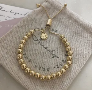 24k Gold Filled Beaded Adjustable Bracelet
