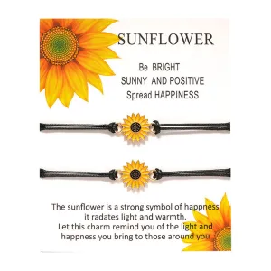 2pcs Daisy Sunflower Braided Rope Bracelets for Couple