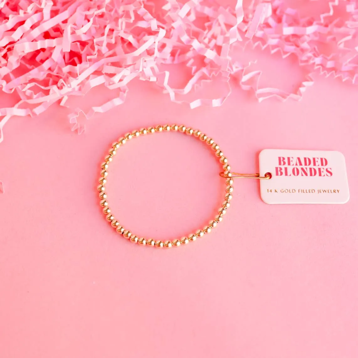 4MM Gold Beaded Bracelet: Petite 6.25 inch