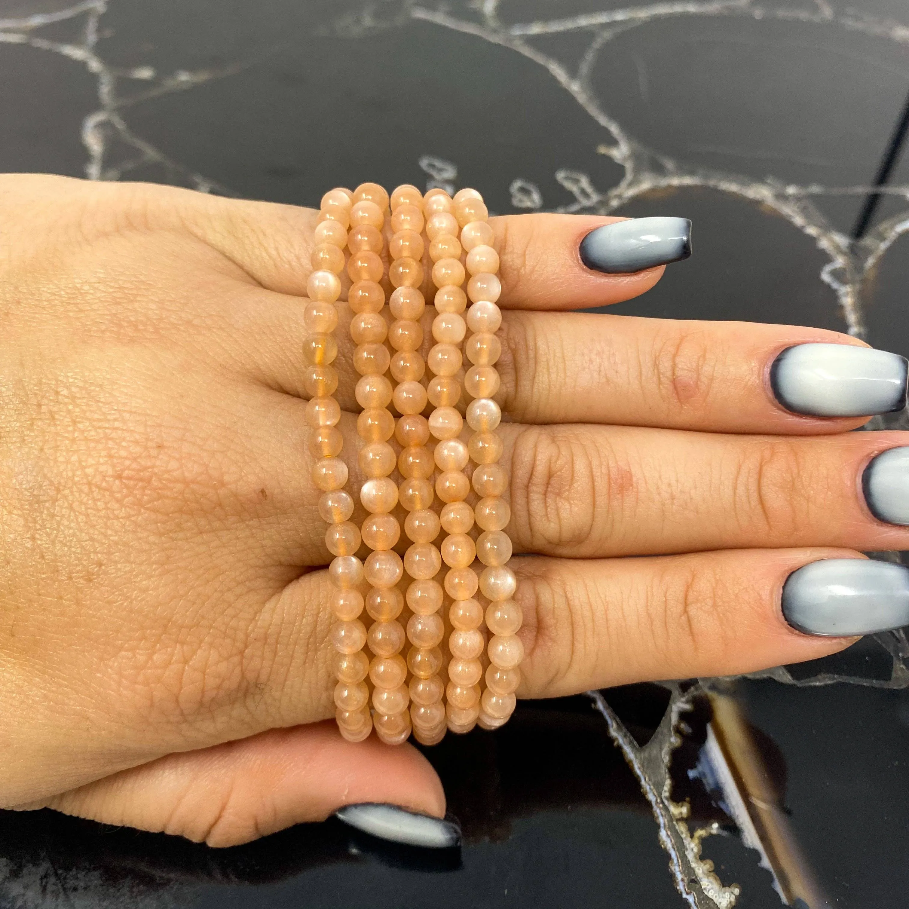 4mm Peach Moonstone Bracelet- 1 bracelet