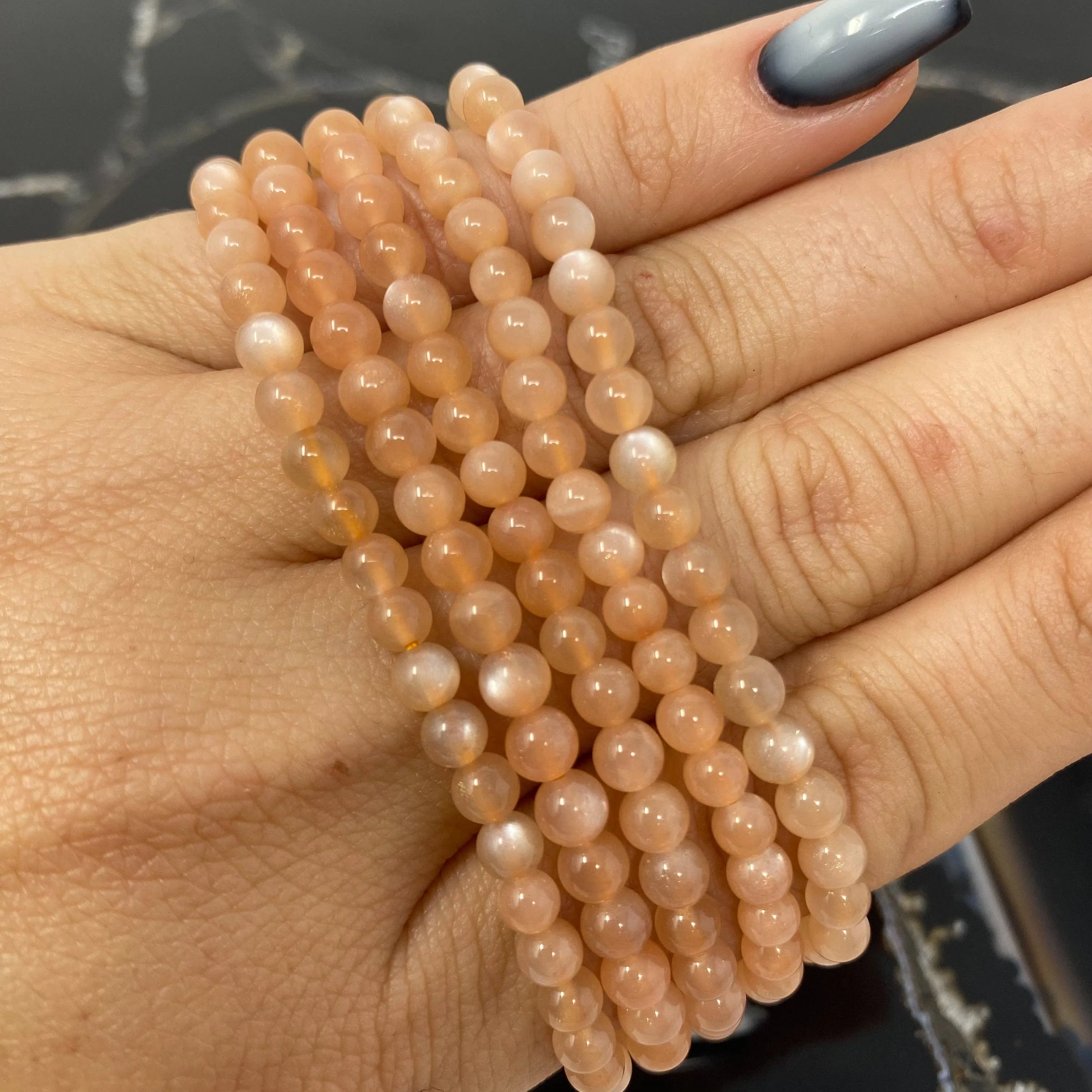 4mm Peach Moonstone Bracelet- 1 bracelet