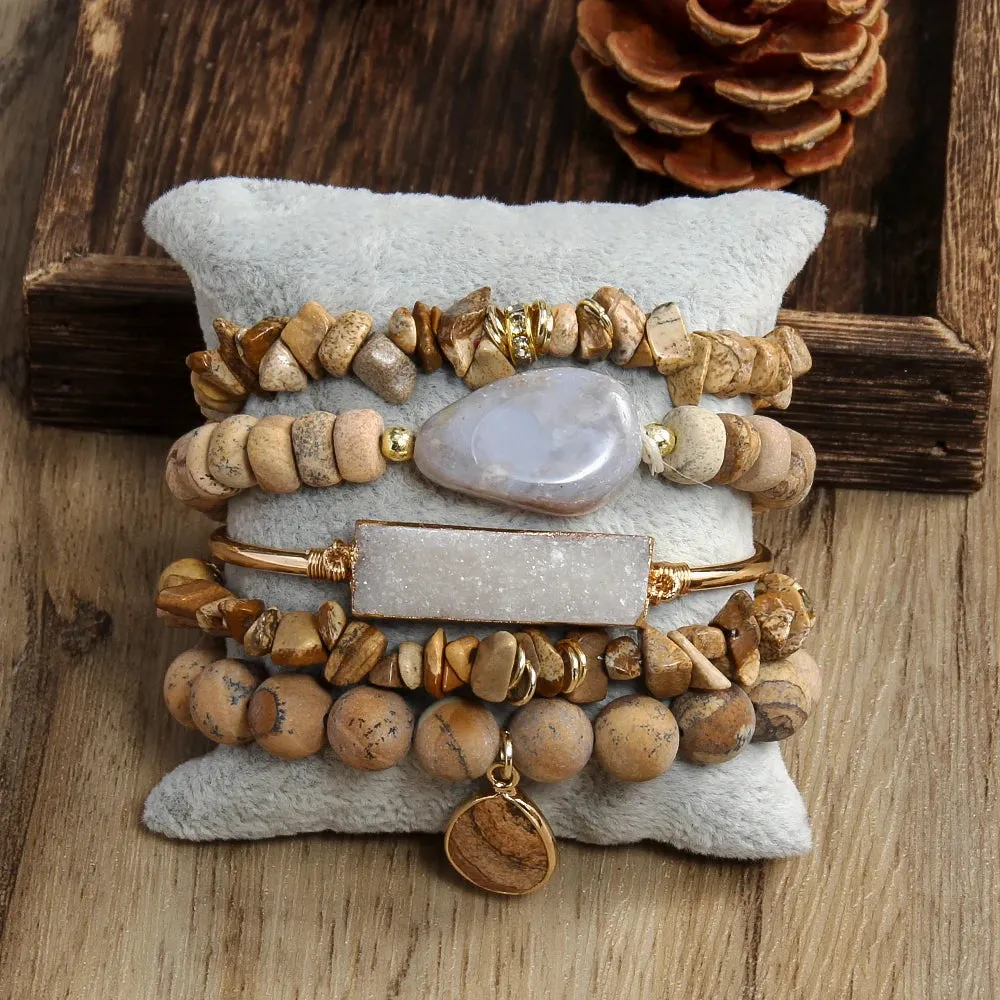 5pc Stack Bracelets Set - multiple colors available