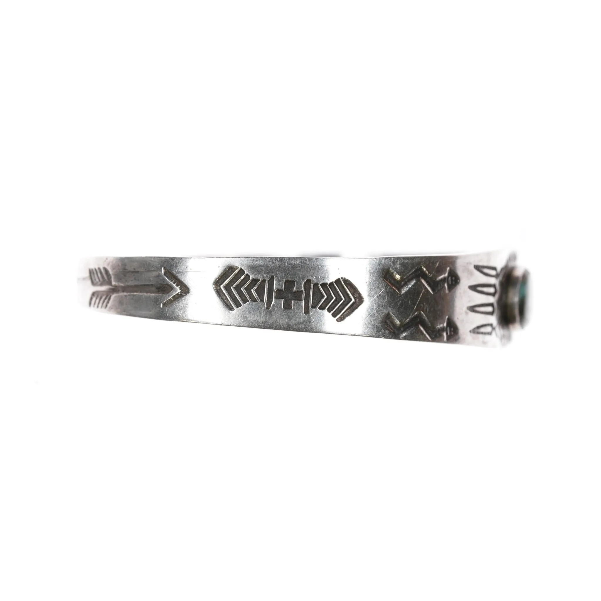 6.375" 30's-40's Fred Harvey sterling and turquoise cuff bracelet