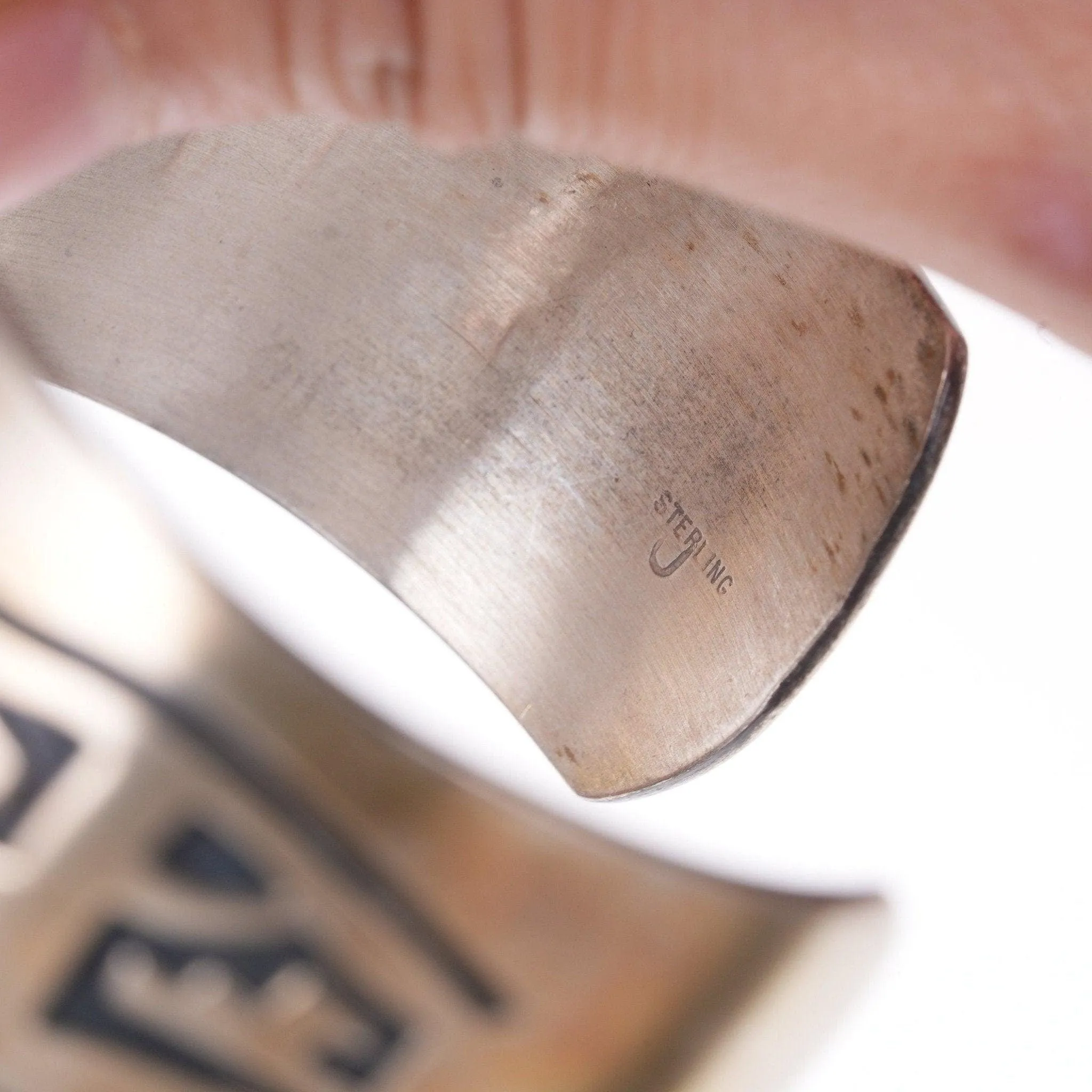 6.875 Hopi Overlay Sterling cuff bracelet